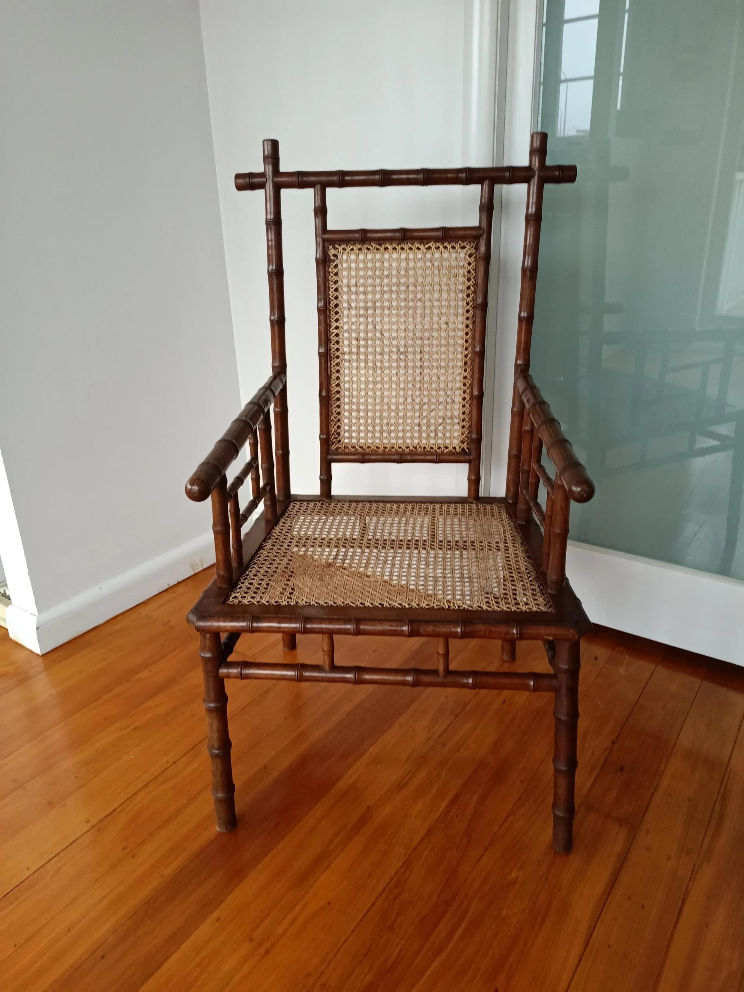 Antique Imitation Bamboo Walnut Chair