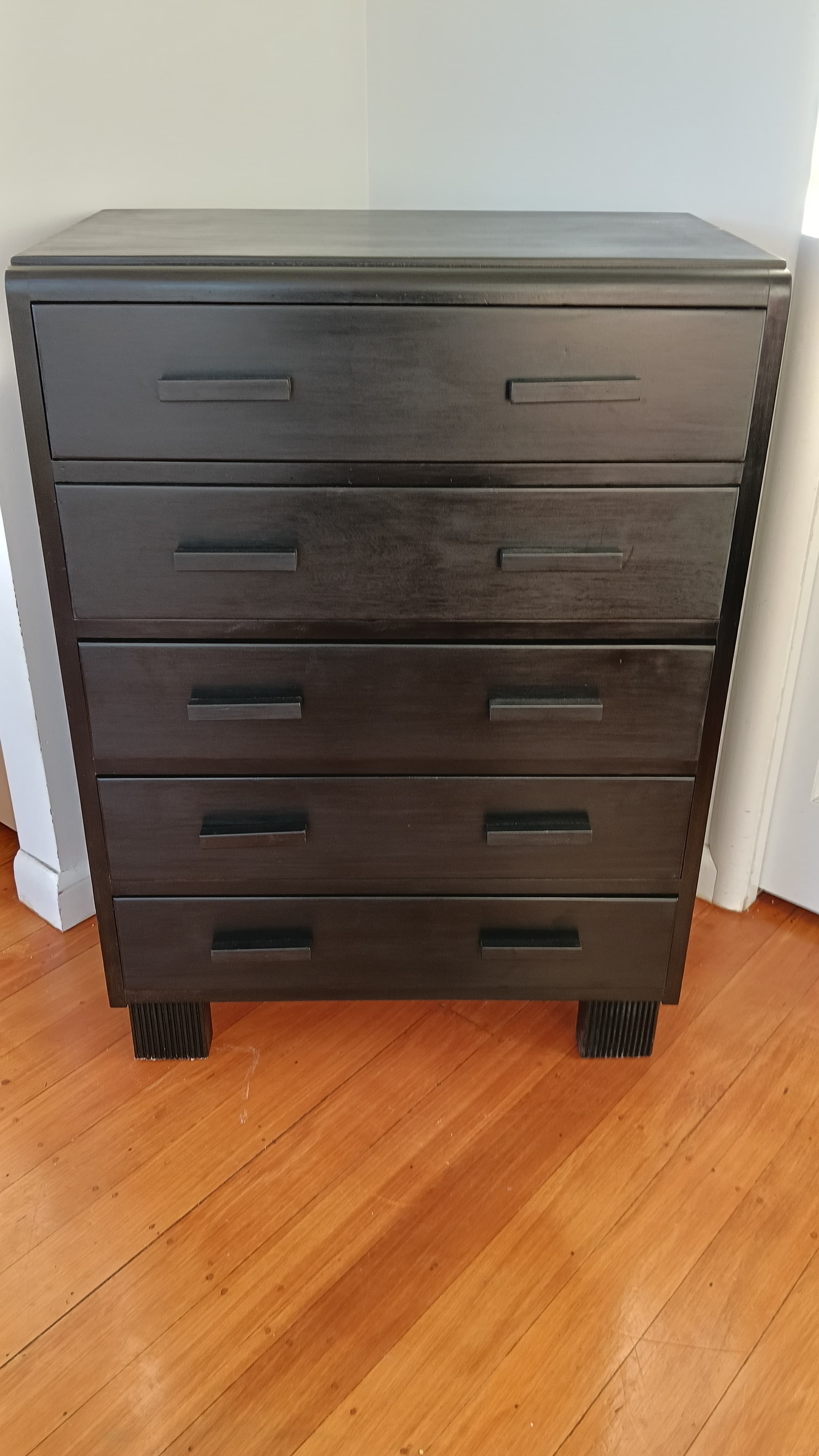 Art Deco Ebonised Rimu Tallboy